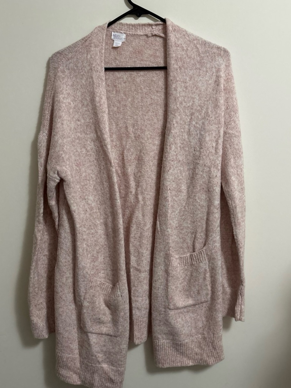 stars above Blush Pink Open-Front Knit Cardigan